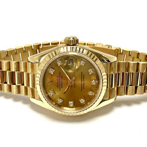 rolex 18k yellow gold ladies oyster perpetual datejust|womens yellow gold rolex.